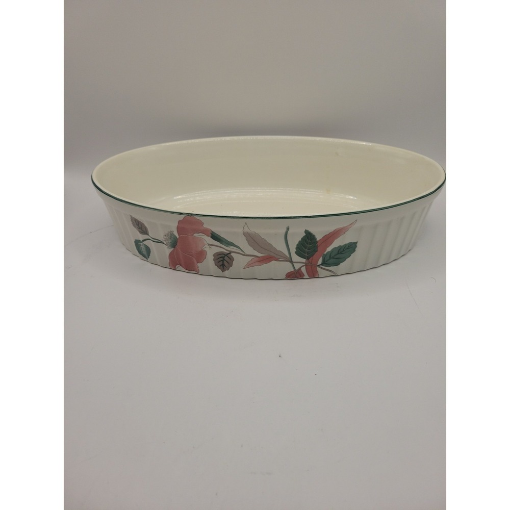 Mikasa Silk Flowers Ultra Ceram‎ 12" Oval Casserole Baking Dish UP009 Vintage